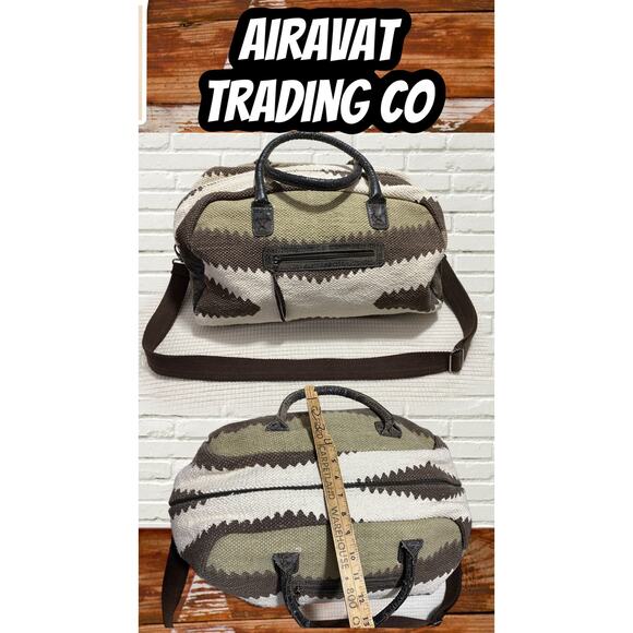 Airavat Trading Co Brown Khaki Cloth Carry on Bag Messenger Weekender duffel